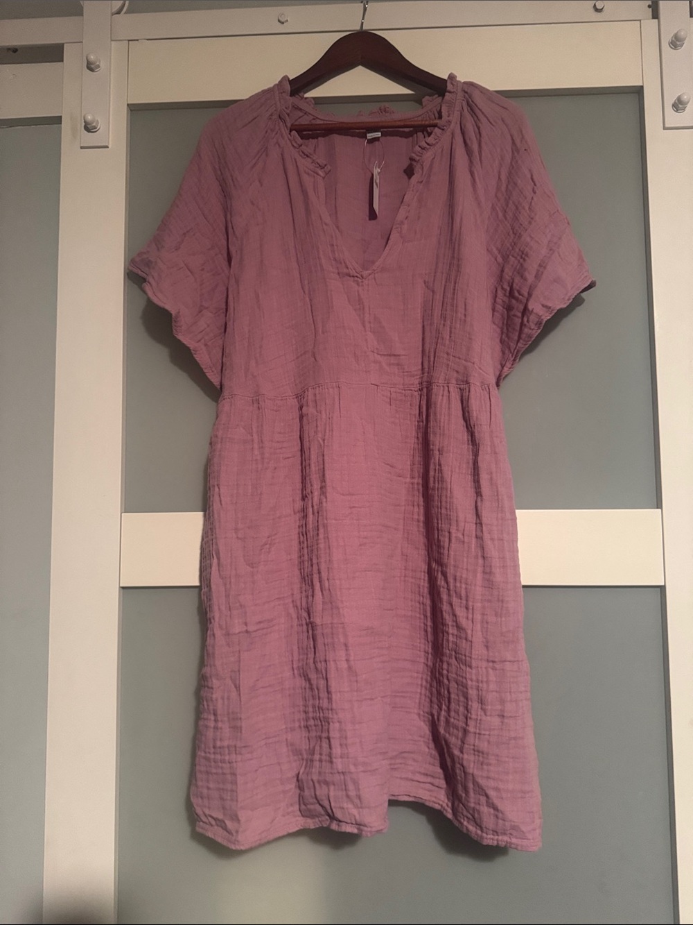 Old NAVY Relaxed Short-Sleeve Pink Tunic Dress With Pockets